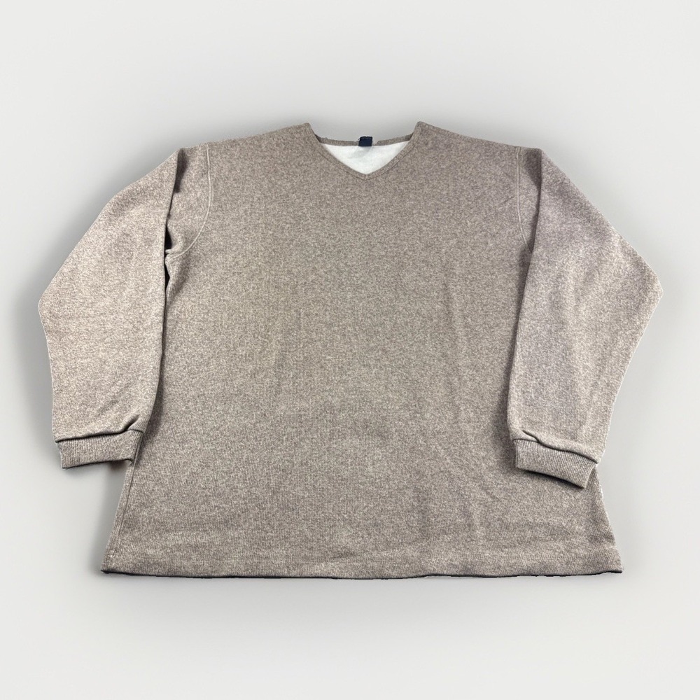 Vintage Lands End Sweater Men XL Brown Made in USA Long Sleeve Sweatshirt V-Neck